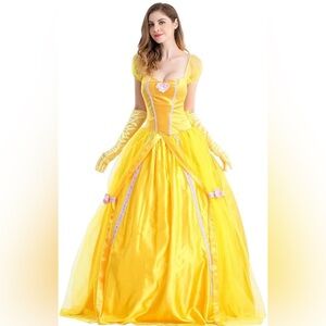 Yellow Tiered Maxi Gown like Belle XL